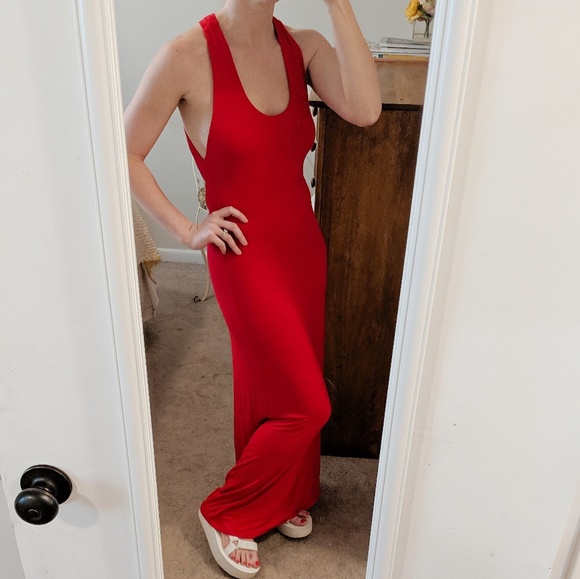 J. Law inspired Forever 21 red jersey maxi dress - Picture 4 of 5
